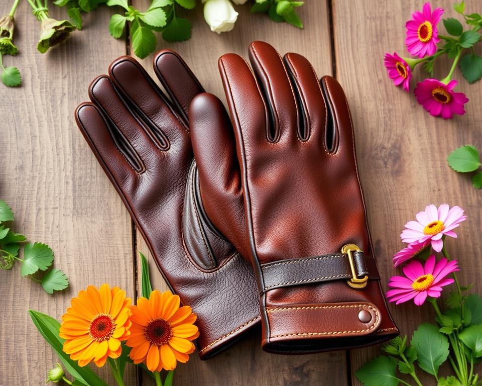 Heavy-duty leather gardening gloves for women