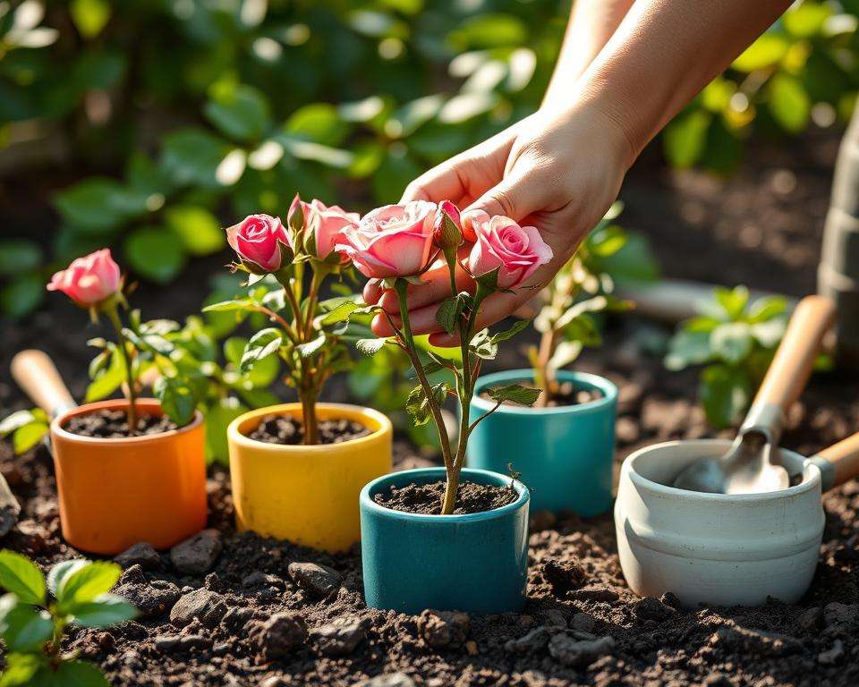 planting bare root roses in pots